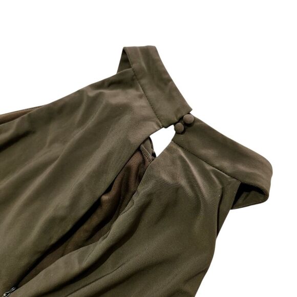 Nina Leonard Jumpsuit For Women Size Medium Wide Leg Olive Green Color With Zip - Picture 8 of 15